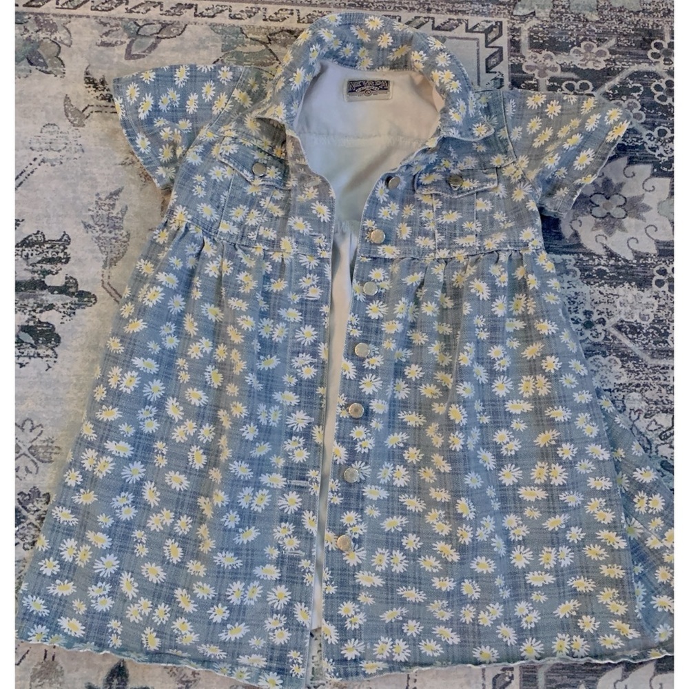 💛Nevada Denim Dress Daisy Print